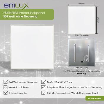 Enilux Infrarot-Heizpanel 360W ohne Steuerung
